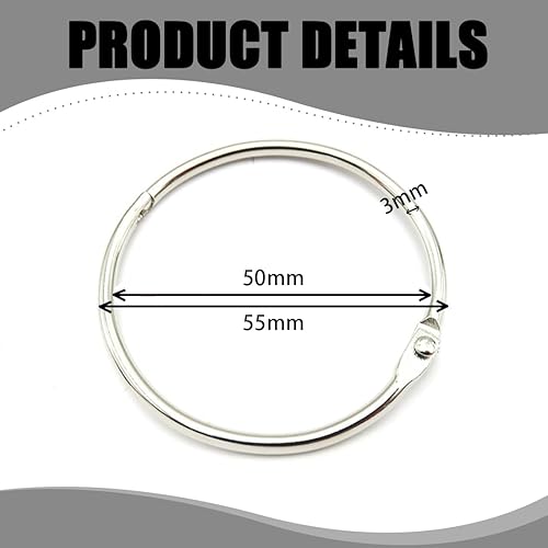 LAKJUOZ 20Pcs Anneaux De Rideaux, 50Mm Cercle Metal Anneaux En Métal Anneaux Ouvrables Pour Rideaux Salle De Bain Scrapbooking Album - Nail Gallerys