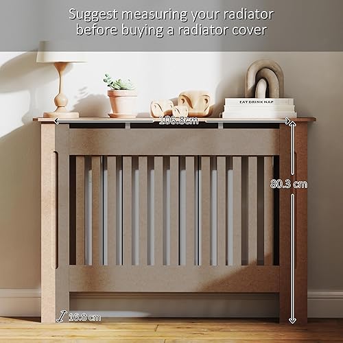 HOMCOM Couvre-radiateur Couvre-radiateur Moderne en MDF pour Le Salon et la Chambre 112x19x81cm Bois Naturel - Nail Gallerys