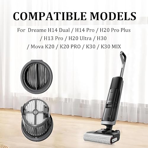DianSung Accessoires de filtre HEPA pour Dreame H14 Dual/H14 Pro/H20 Pro Plus/H13 Pro/H20 Ultra/H30, pour Mova K20 K20 PRO K30 K30 MIX aspirateur robot, pièces de rechange de filtre - Nail Gallerys