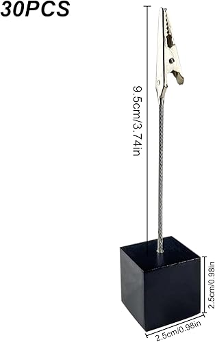 Nizirioo Porte-photos en bois avec pinces – 30 pièces, bois original et acier inoxydable, design moderne, noir, pour fête, mariage, décoration d'intérieur, bureau - Nail Gallerys