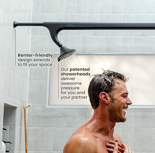 Tandem Shower by Boona - Dual Shower Head for Couples, High Pressure Double Shower Heads with 3 Flow Settings (Two Showerheads, Midnight Black) - Nail Gallerys