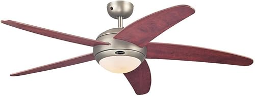 72564 Ventilateur de plafond d'intérieur à cinq pales et une lampe Bendan de 132 cm, finition en étain foncé - Nail Gallerys
