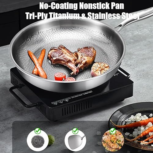 Siraatskitchen titanium Pan, Siraat Pure Taima Titanium Frying Pan for Cooking, No-Coating Nonstick PanSuitable for Induction Cooker, All Stoves, Dishwasher Safe (with Lid, L-11.02in) - Nail Gallerys