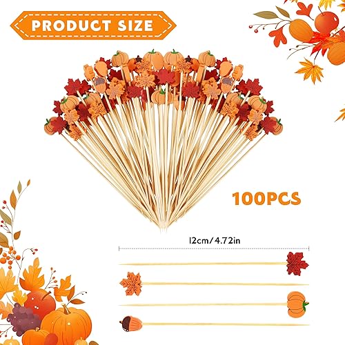 HO-SFSM 100 Pièces Brochettes Cocktail Bois, Brochettes Cocktail Citrouille pour Boissons, Nourriture, Fruits, Desserts, Fournitures de Fête - Nail Gallerys