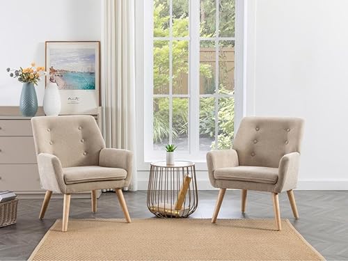 Vente-unique - Fauteuil en Tissu Beige SERINO - Scandinave - Nail Gallerys