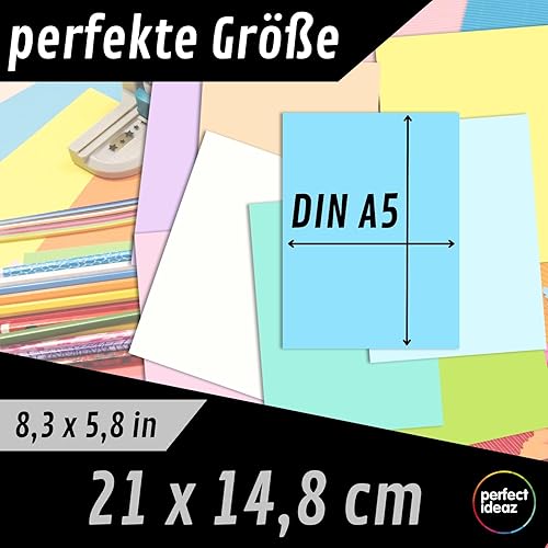 perfect ideaz - 100 feuilles de papier argile A5, 10 couleurs pastel, 120 g/m² papier recyclé stable, Made in Germany, certifié Ange Bleu - Nail Gallerys