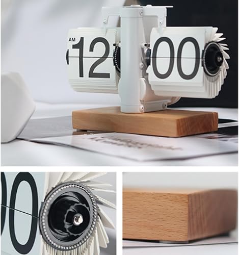 Horloge De Bureau à Rabat, Flip Horloge à Rabat Rétro, Automatique Flip Clock Alimenté Par Pile Horloge Flip, Horloge De Table à Rabat Horloge De Bureau Mécanique Pour Le Bureau Et La Maison Décor - Nail Gallerys