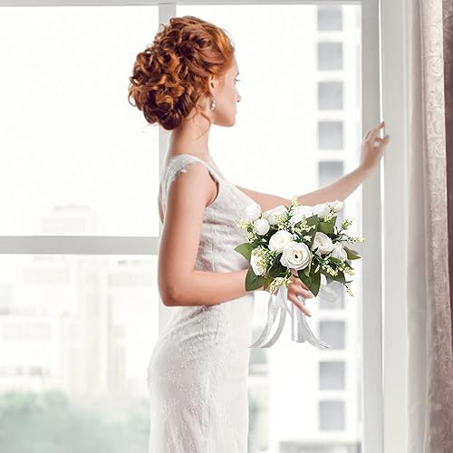 Bouquets de mariée Bouquets de Mariage Bouquet de Demoiselle d'honneur Blanche Bouquet Artificiel Fleurs Bouquet centres de Table pour Les Fournitures de fête de Mariage décor - Nail Gallerys