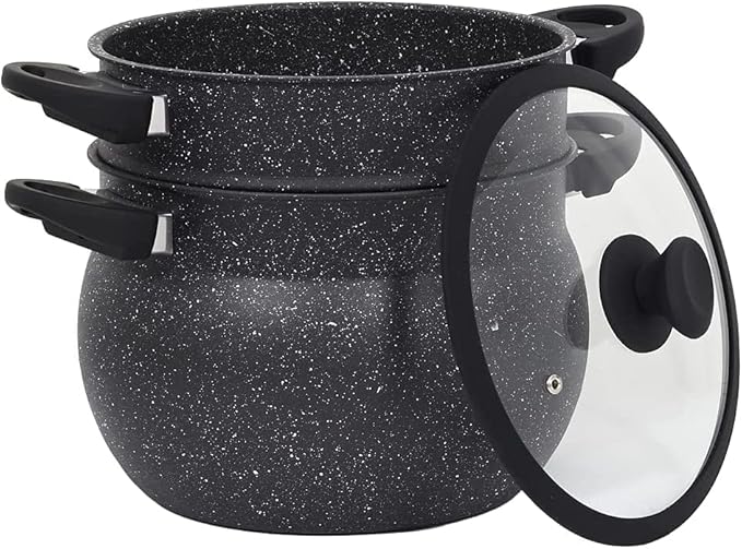 Haussmann Héritage Couscoussiers/Cuit Vapeur/Faitout26CM/8Litre -Revétement façon Pierre,Haute Qualité - Couvercle en Verre- Tous Feux Dont Induction… - Nail Gallerys