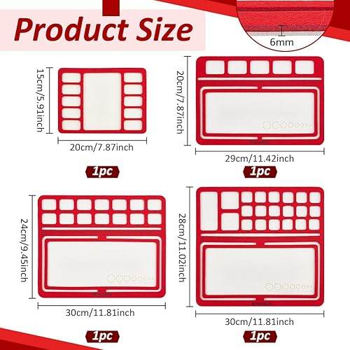BENECREAT 4 Styles Planches de Conception de Perles Rouge, Plateau de Perles à Dos Rigide avec Grilles, Tampons de Perles, pour la Fabrication de Bijoux, Épaisseur de 6mm - Nail Gallerys