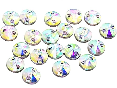 Eimass® 3533 Lot de 10 strass à coudre en verre taillé (17 x 32 mm, cristal AB Navette œil de cheval) - Nail Gallerys