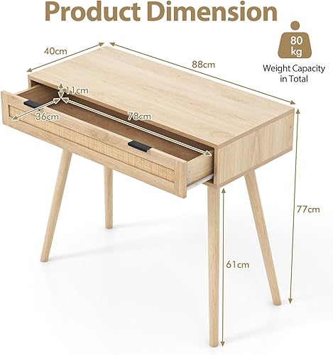 LIFEZEAL Table Console en Bois, Table d'Entrée avec Tiroir, Meuble Console avec Pieds en Bois Robustes, Table D’Appoint Étroite pour Salon, Bureau, 88 x 39 x 77 Cm, Naturel - Nail Gallerys