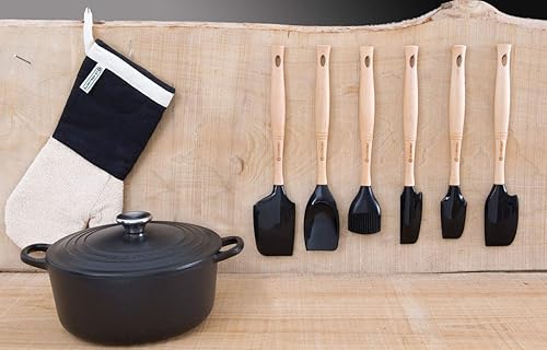Le Creuset Spatule Médium avec Tête Amovible en Silicone, Silicone/Bois, Onyx, 93007602140002 - Nail Gallerys