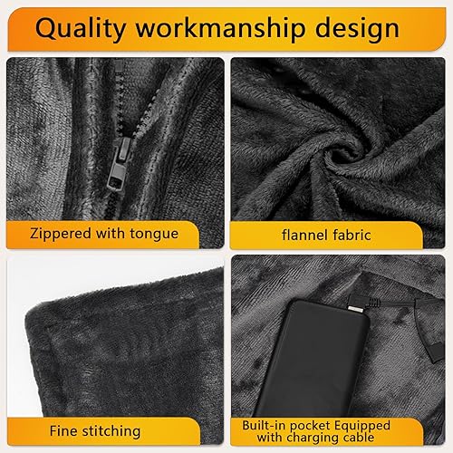 SNZ Couverture Chauffante USB avec Batterie 10000mAh, 150 x 80 cm Plaid Chauffant, 3 Niveaux de Température Coussin Chauffant, Electric Blanket pour la Pause Déjeuner au Bureau, Voyage en Extérieur - Nail Gallerys