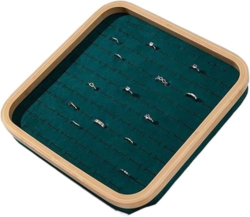 MZSKLW Plateau de Rangement Portable en Bambou et Velours for bagues et Boucles d'oreilles, présentoir à Bijoux, vitrine, étui de Rangement avec Couvercle(30x30cm-02) - Nail Gallerys