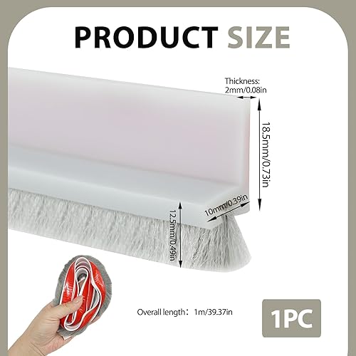 Joint Porte, 100cm Isolation Phonique Porte Isolation Bas De Porte White with Brush Base Sector Seal Boudin Porte Isolation Bas De Porte Anti Pluie Isolant Phonique Porte - Nail Gallerys