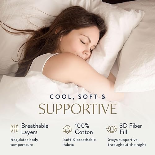 Lot de 2 oreillers de qualité hôtel 100% Coton, Trois Niveaux de Confort (Silver, Standard) - Nail Gallerys