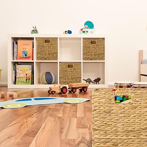 Relaxdays Panier de Rangement, Lot de 4, pour Les Jouets et vêtements, H x L x P : 30 x 30 x 30 cm, Nature - Nail Gallerys