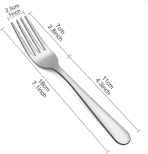 Lot de 24 fourchettes en acier inoxydable poli miroir - Passe au lave-vaisselle (18 cm) - Nail Gallerys