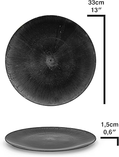 Blümelhuber Boho Assiette décorative grise - Plateau décoratif rond - Assiette décorative - Assiette décorative - 33 x 33 cm - 1 - Nail Gallerys