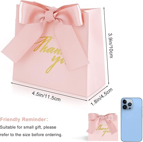 SHAIDOJIO 24 Pièces Thank You Sac à Cadeau Sachet Créative en Papier, Coffret Cadeau pour Bonbons, Bow Thank You Sac à Cadeau pour Anniversaire, Mariage Baptême(4.5x1.8x4 Pouces)-Couleur Rose - Nail Gallerys