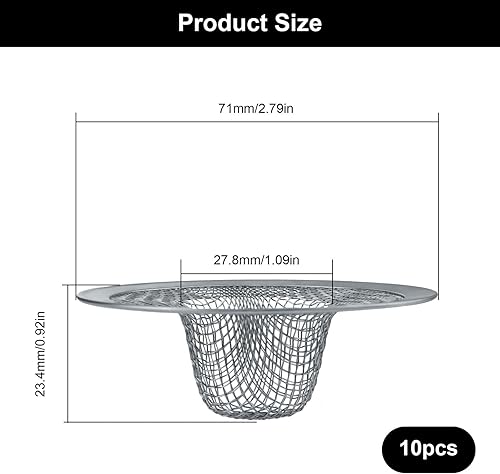 Filtre Evier 10 Pièces, LWLWA Bouchon Evier Acier Inoxydable 7 cm, Filtre Evier Cuisine Facile Nettoyer, les Mailles Fines Empêchent Colmatage, pour Cuisine Salle Bain - Nail Gallerys