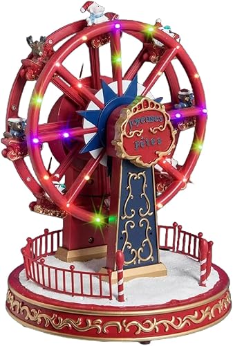 Feeric Lights et Christmas - Village de noël manège à Roue animé/Musical 24 LED à Piles - Nail Gallerys