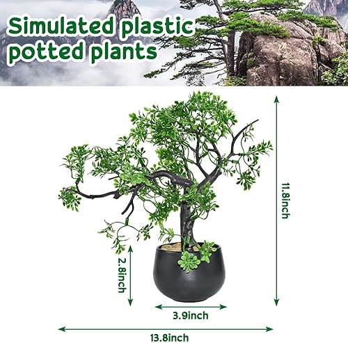 NAROSEBE Bonsaï Artificiel Vert 35x30 cm, Plante Réaliste en Plastique, Arbre Artificiel pour Intérieur, Bureau, Salon, Chambre - Nail Gallerys