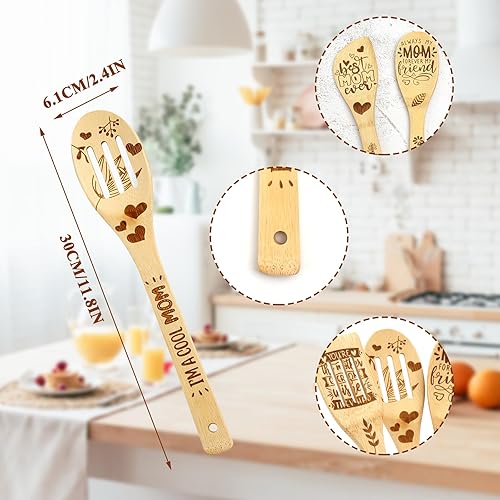 DaceStar Cadeau Fete des Meres - Lot de 5 Gravée Cuillere en Bois de Cuisine, Idee Cadeau Fete des Meres, Cadeau Maman Anniversaire, Pâques Cadeau pour Maman, Cool Mom - Nail Gallerys