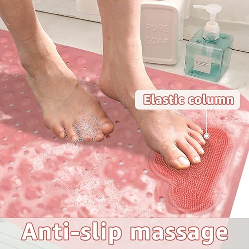 DINGC Tapis Douche Antiderapant avec Ventouses et Trous de Drainage, Tapis de Douche avec Coussin Massant, Tapis de Bain Douche Grand pour la Douche de Salle de Bain 70x40 - Nail Gallerys