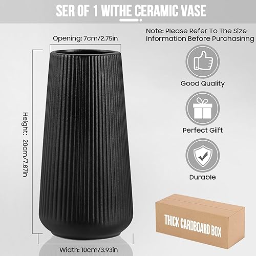 Vase Décoratif 20 cm FoiiLiio Vase en Céramique Blanc Vases pour Fleurs pour Herbe de la Pampa pour Décoration de Table et Fleurs Séchées - Nail Gallerys