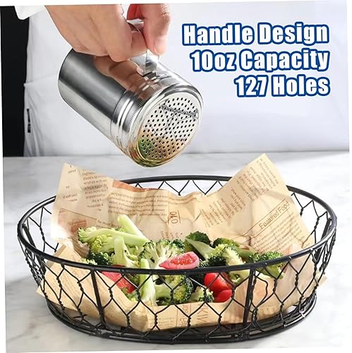 Muzrunq Salt Shaker Conteneurs d'assaisonnement 127 Trous Shaker Shaker Spice Shaker avec poignée incurvée Powder Shaker Cinnamon Sugar Shaker 304 en Acier Inoxydable Récipient d'assaisonnement - Nail Gallerys