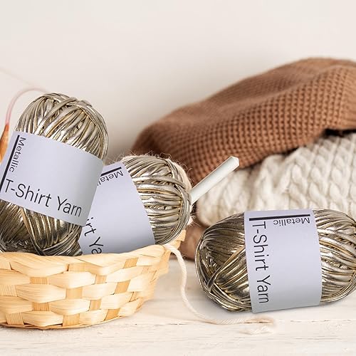 Fil métallique pour T-shirt, 130 m de long - Fil métallique pour crochet, tricot tendance et brillant - Pour débutants, loisirs créatifs, sacs et couvertures - Nail Gallerys