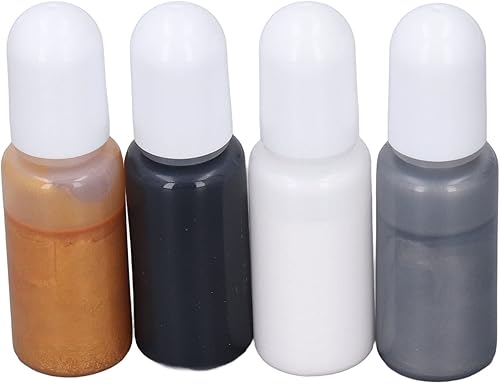 Pigment de Résine, 4 Couleurs de Colorant de Résine UV coloré à Haute Concentration pour la Fabrication de Bijoux en Résine, Figurines de Moulage (Set 9 Blanc, Gris Argent, Or, - Nail Gallerys