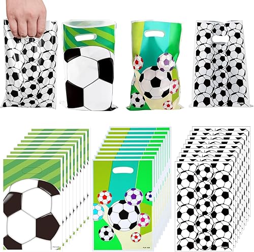 30 Pièces Sachet Bonbons Anniversaire Football, Sacs Cadeaux D'anniversaire de Football pour Fête D'enfants, Sacs de Bonbons de Papier de PE de Football sac bonbon pour Collations, Biscuits, Bonbons - Nail Gallerys