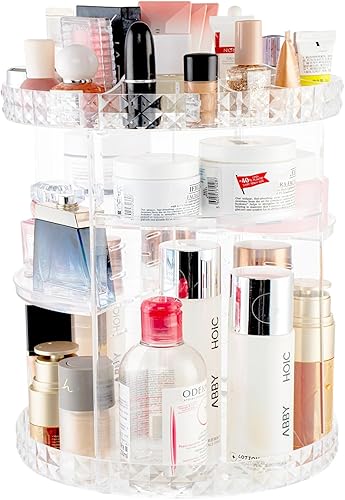 V-HANVER Organisateur de Maquillage Acrylique, Rangement Maquillage Rotatif 360° Multifonctionnel Transparent - Nail Gallerys