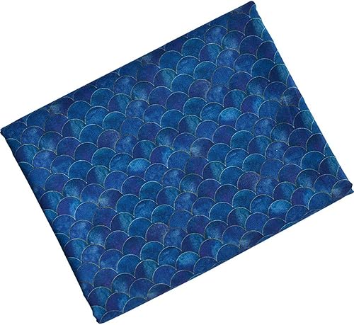 NAKAN Tissu 100% Coton Impression Dégradée D'écailles De Poisson Écailles de Sirène Tissu Décoratif Géométrique pour Couture, Bricolage Vêtements, 130cm Large(Color:coloré,Size:1m) - Nail Gallerys
