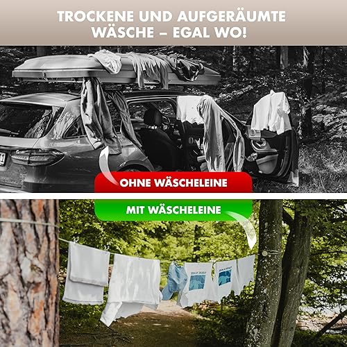 NATURBUMMLER® DryLine+ Corde à linge extensible de 10 m, résistante aux intempéries et peu encombrante, idéale pour l'extérieur, les voyages, le camping-car, le balcon et le jardin, accessoire de - Nail Gallerys