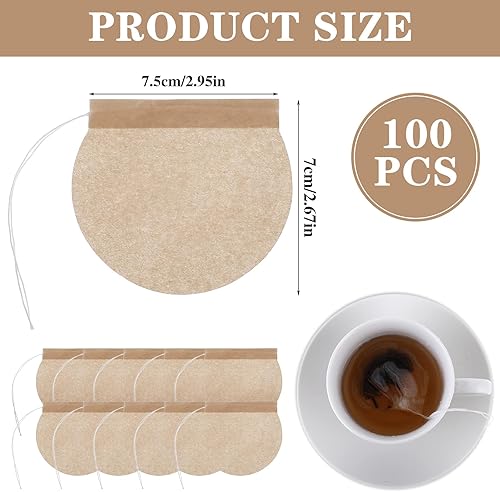 Lot de 100 sachets de thé jetables vides pour thé en vrac, sachets filtrants à thé en feuilles avec cordon de serrage pour épices, café, soupe - Nail Gallerys