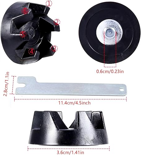VZU 9704230 Lot de 3 raccords de rechange pour modèles KitchenAid KSB52, KSB5, 5KSB52, 5KSB5, Blender Coupler Pièces de rechange pour Kitchen Aid, avec clé de montage - Nail Gallerys