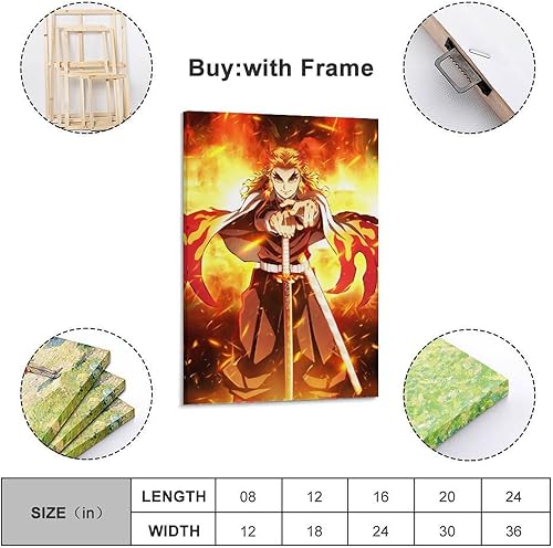 DATOZA Poster créatif sur toile Demon Slayer Kyojuro Rengoku - Impression d'art moderne pour chambre à coucher - 50 x 75 cm - Nail Gallerys