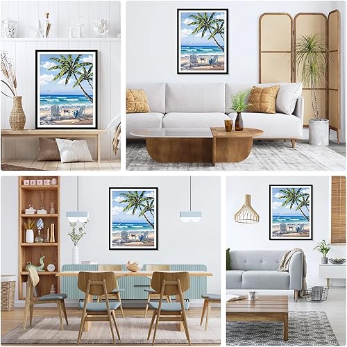 DAERLE Scène de plage Peinture Diamant, Diamond Painting 5D Complet Adulte, Paysage marin paisible Diamant Kits, Diamant Strass Point de Croix Cristal Painting pour Murale Décoration 30x40cm - Nail Gallerys