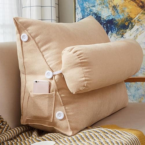 GOFOHIMI Coussin de Lecture Triangulaire pour la Maison, Coussin de Soutien Lombaire cale, Coussin de lit Doux, Coussin de Taille de canapé, traversin de Dossier, Coussin de Cou réglable et Poche - Nail Gallerys