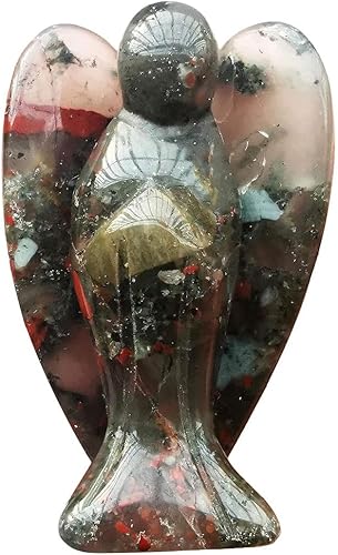 VIVIIHOO Mini Angel Gemstone, Deco Angel Small, Guardian Angel Glass et Hand Flatterer Angel - 5cm Nature Africa Bloodstone Figure, Angel Aura Quartz - Ange Gardien, Pierre de guérison pour Tous - Nail Gallerys