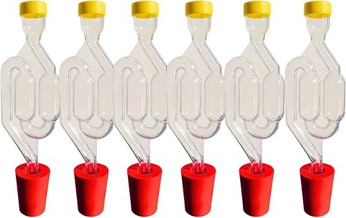 DIAH DO IT AT HOME Lot de 6 barquettes fermentation et bouchons en caoutchouc pour verre Demijohn – Bière, vin, spiritueux (2 chambres) + bouchons) - Nail Gallerys