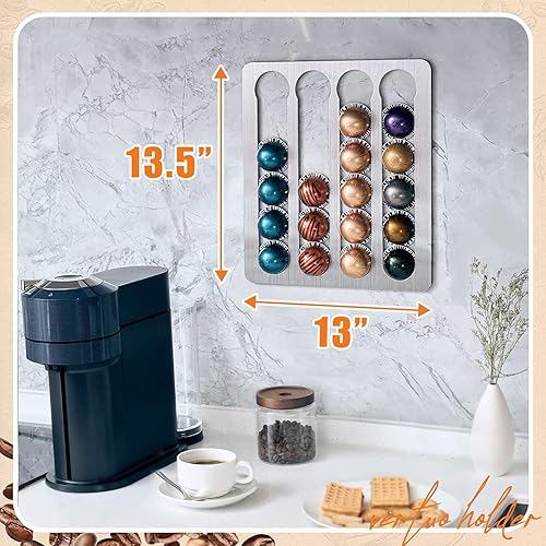 CusieryMax Porte-Capsules en Acier Inoxydable pour Nespresso Vertuo - Organisateur Adhésif pour Vertuoline, Montage Mural ou Sous l'Armoire, Vertical/Horizontale - Nail Gallerys