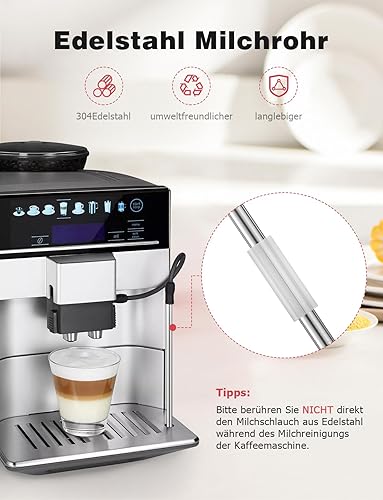Mellbree Tube à lait compatible avec Siemens EQ6, EQ700 et Bosch VeroAroma, en acier inoxydable 304 et silicone de qualité alimentaire, avec brosse de nettoyage, 1 pièce, Noir - Nail Gallerys