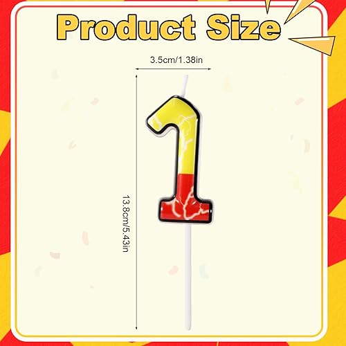 Bougies Chiffres Rouges et Jaunes, Décorations Gâteau Anniversaire Dessin Animé Motif Éclair Cimes Gâteau Numériques Style Anime Enfants Garçons Filles Fournitures Fête Anniversaire (Numéro 0) - Nail Gallerys