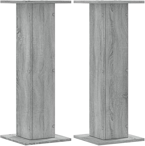 Homgoday Lot de 2 supports d'enceintes - Support pour enceintes HiFi Home Cinéma Surround Sound Gris Sonoma 30 x 30 x 80 cm Matériau du bois - Nail Gallerys