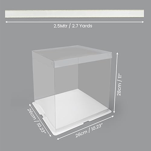 Belle Vous Boite a Gateau Haute Transparente en Plastique avec Support et Ruban - Boite Transport Gateau Réutilisable 35 x 35 x 38 cm pour Layer Cake Dessert Tarte Pâtisserie - Nail Gallerys